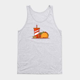 Taco Mexican Food with Lemonade Cartoon Vector Icon Illustration Tank Top